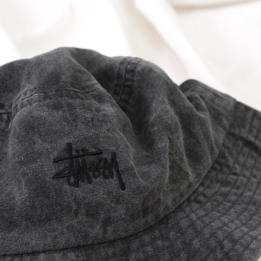 Washed Vintage Monochrome Embroidery Bucket Hat photo 7