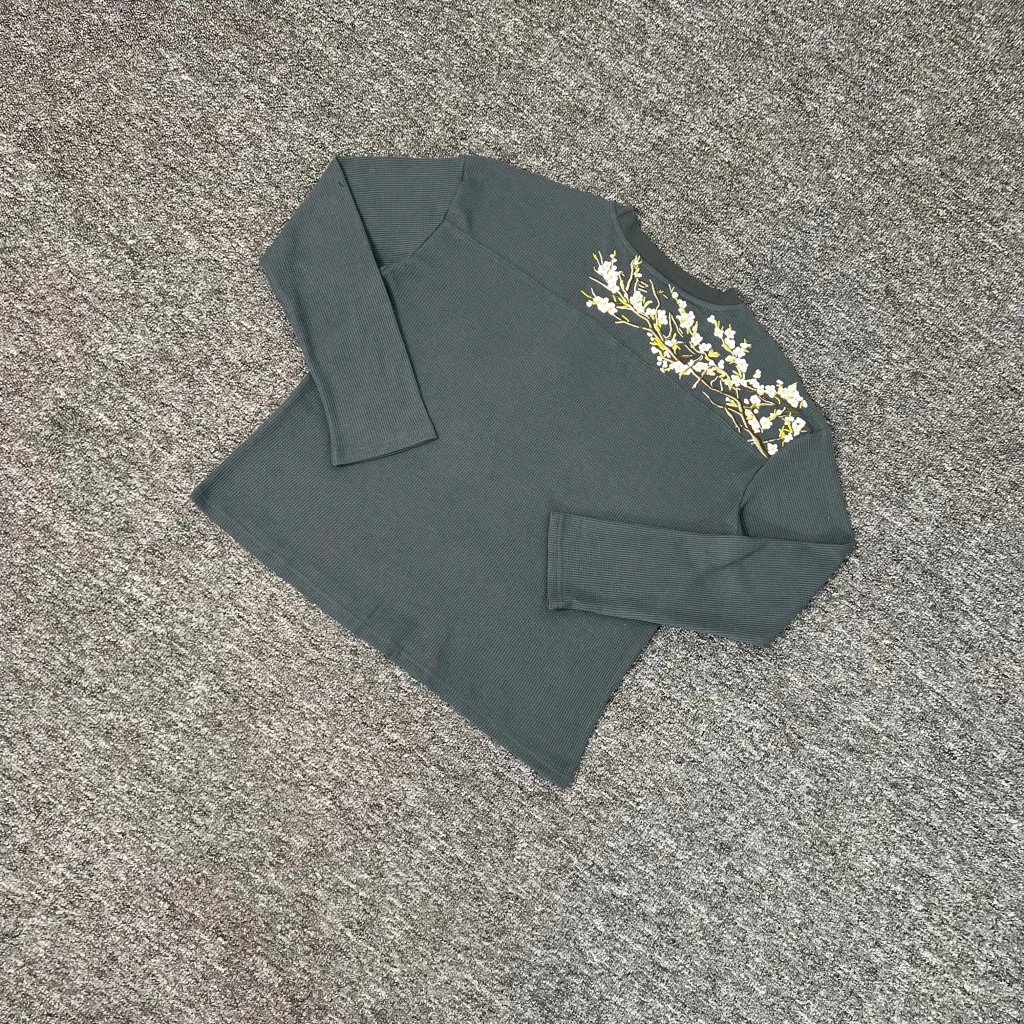 Cherry Blossom Embroidered Hoodie and Denim Set photo 4