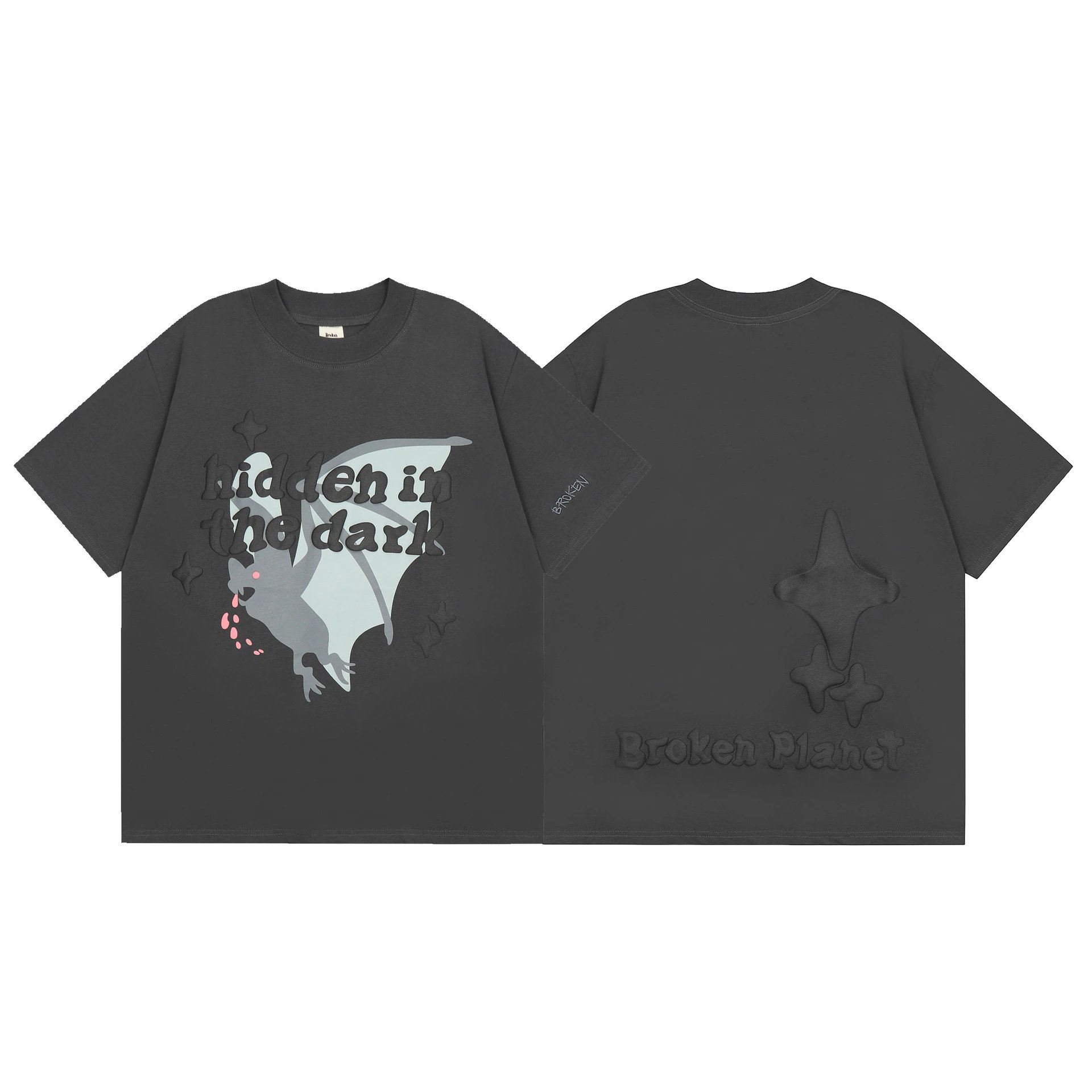 Niche Letter Foam Print Couple T-Shirt photo 8