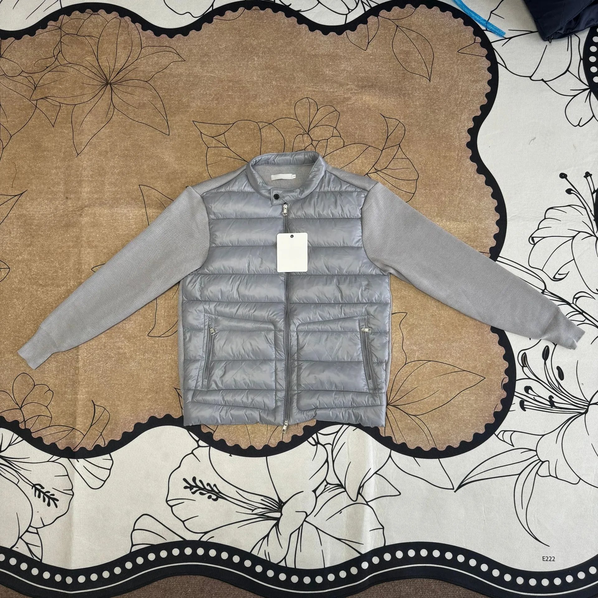Mock Neck Patchwork Sleeve Quilted Jacket photo 7