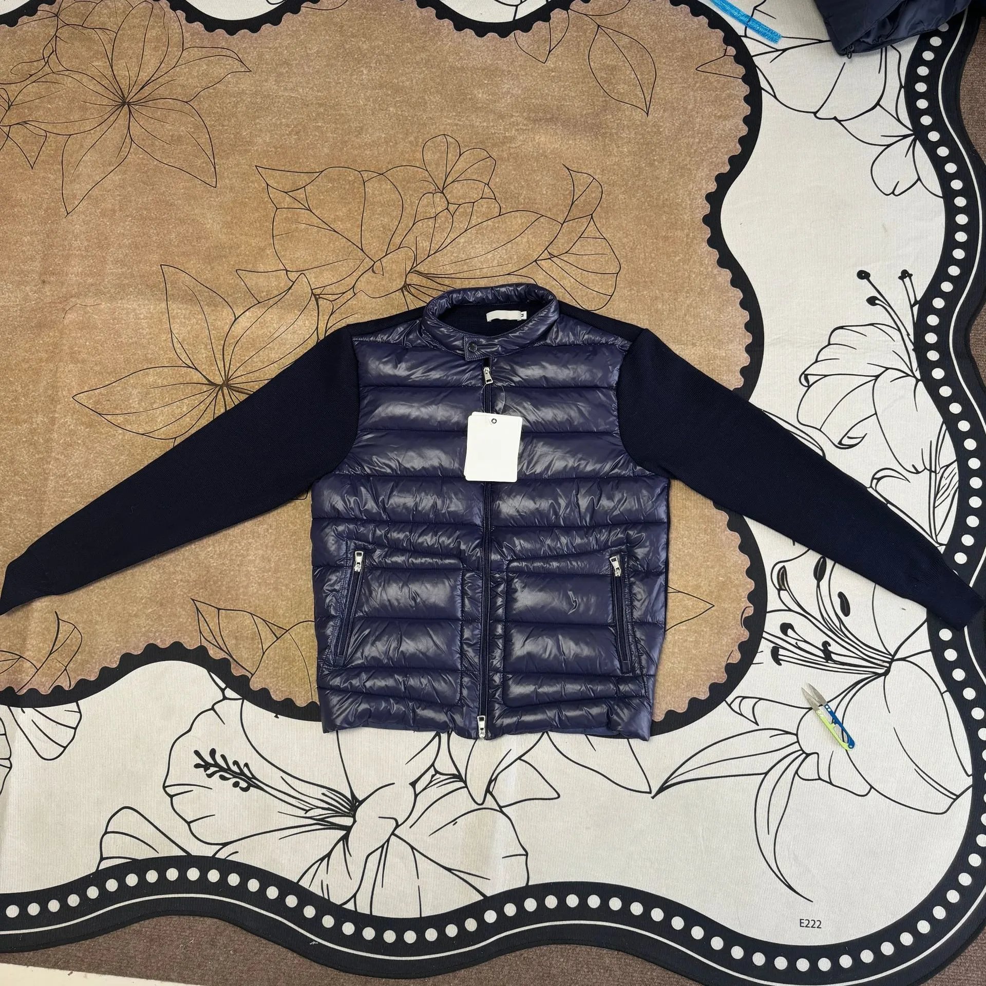 Mock Neck Patchwork Sleeve Quilted Jacket photo 3