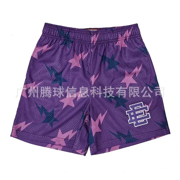 Design Star & Lightning Mesh Shorts Purple Multicolor - 1