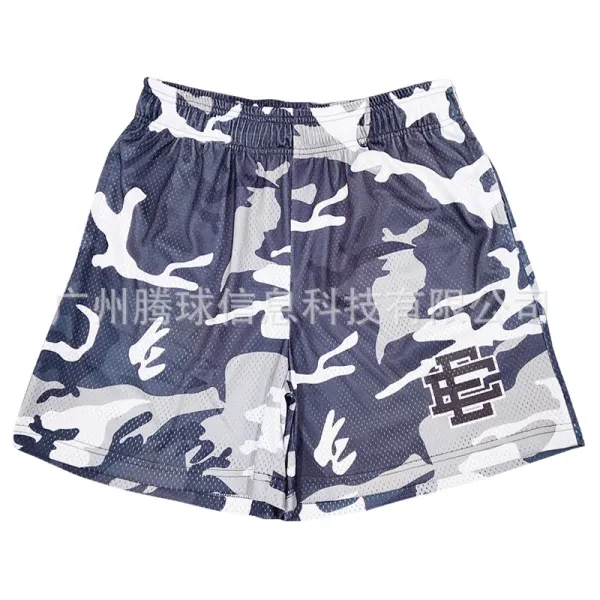Design Camo Mesh Athletic Shorts Navy Gray White - 1