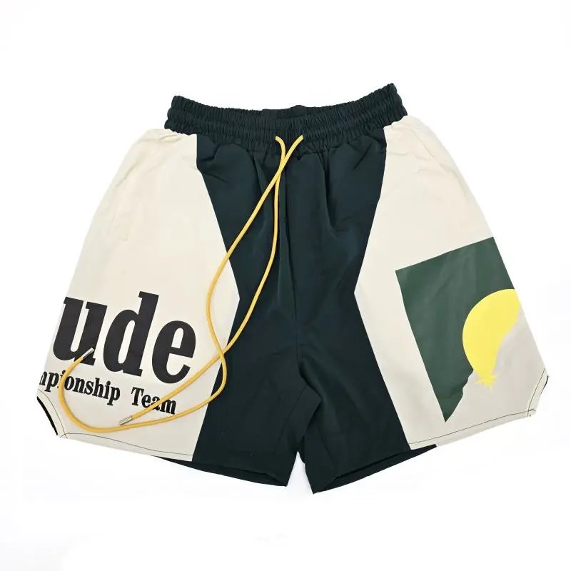 Printed Drawstring Color Block Shorts photo 3