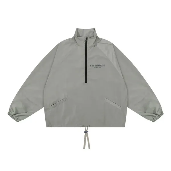 Fear of God Essentials Half-Zip Windbreaker Gray Outerwear - 15