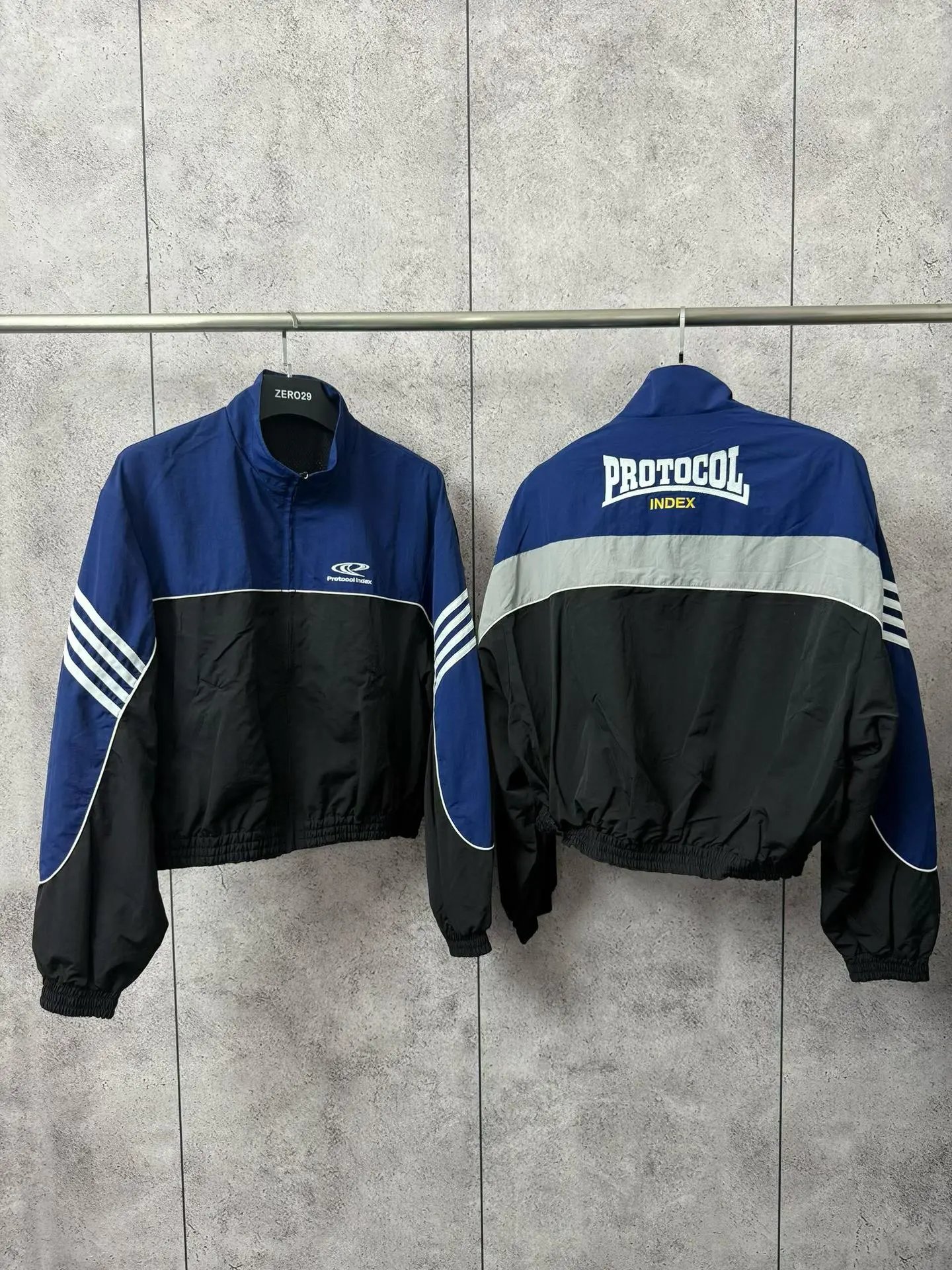 Colorblock Stripe Reflective Zip-Up Track Jacket photo 2