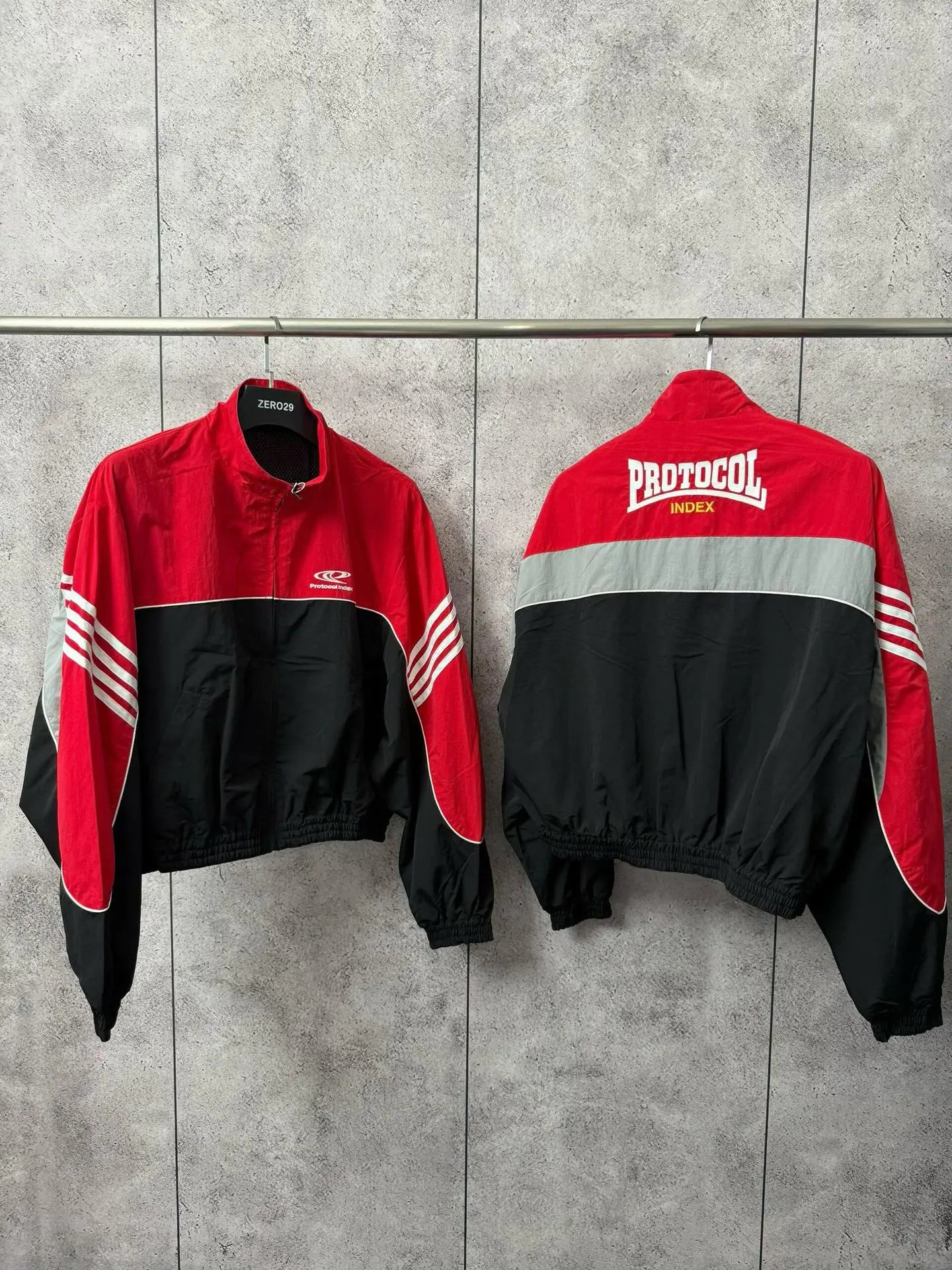 Colorblock Stripe Reflective Zip-Up Track Jacket photo 3