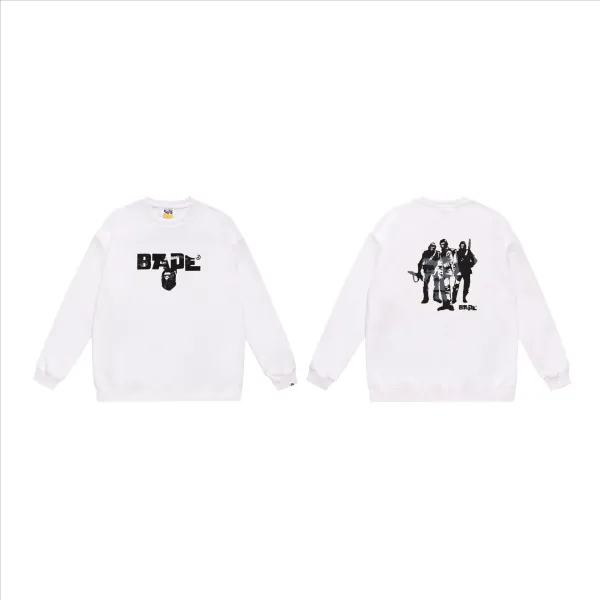 A Bathing Ape Military Graphic Hoodie White - 1