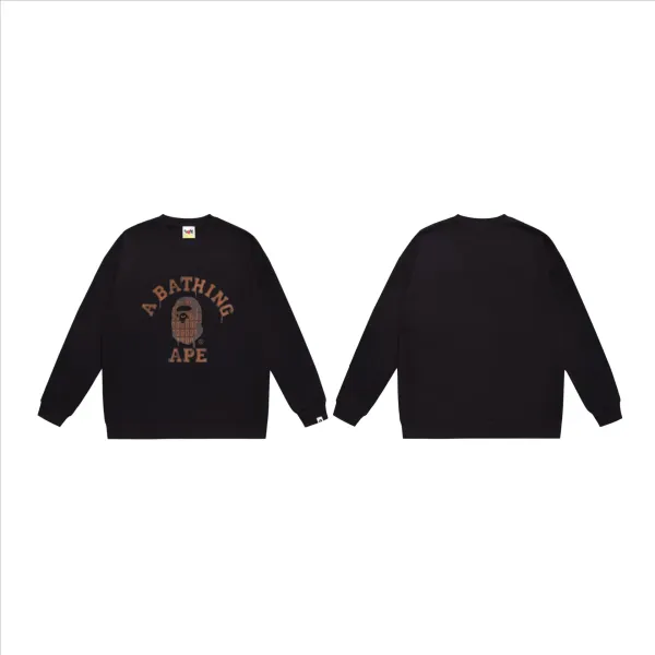 A Bathing Ape Grid Logo Crewneck Black Sweatshirt - 1