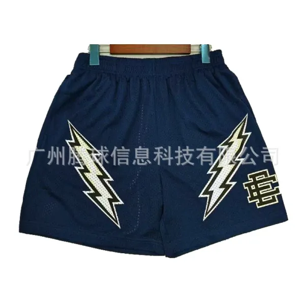 Custom Lightning Bolt Mesh Shorts Navy - 1