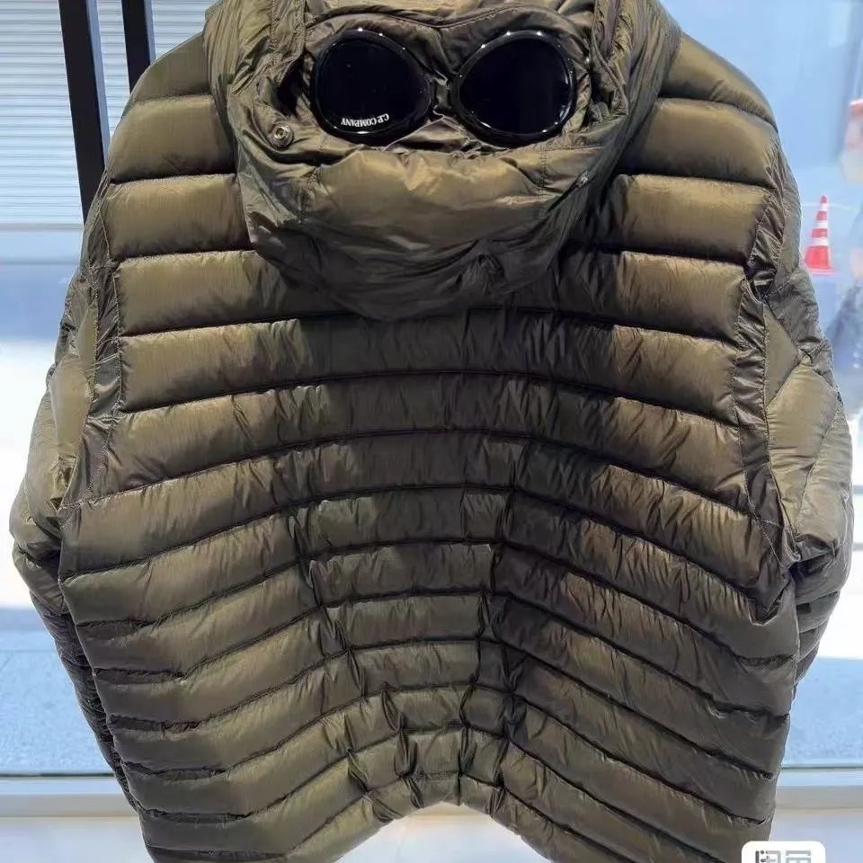 C.P. Company Goggle Hooded Olive Green Puffer Jacket