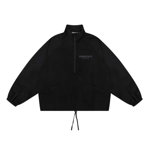 Fear of God Essentials Half-Zip Windbreaker Black Outerwear - 1