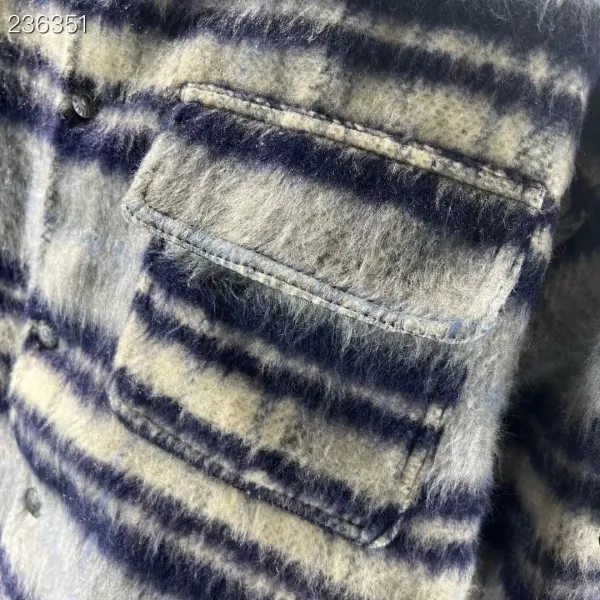 Stone Island Striped Fleece Shirt-Jacket Gray Navy Multicolor - 7