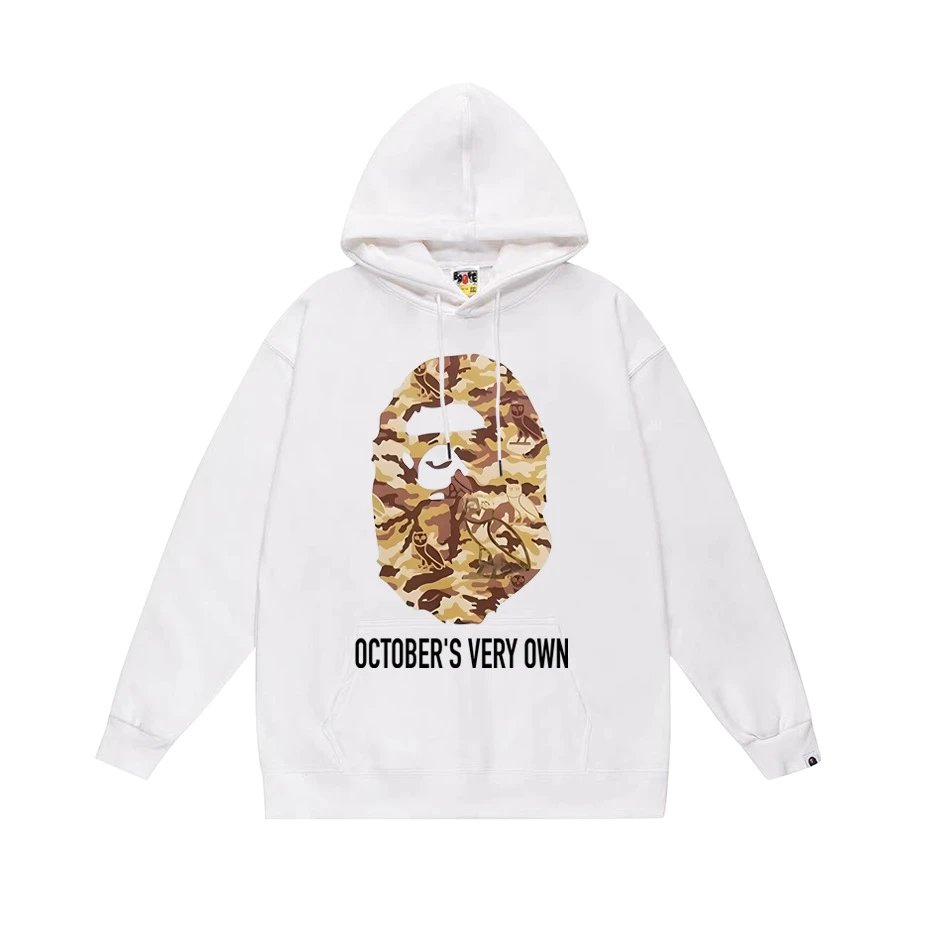 A Bathing Ape x October's Very Own Camo Ape Head Hoodie White - 1