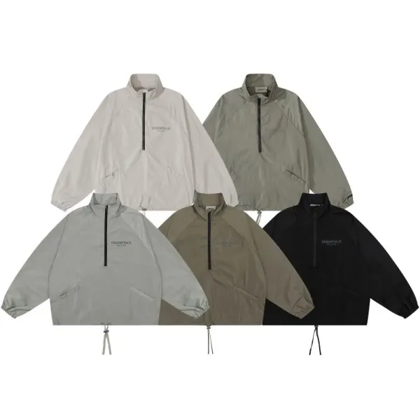 Fear of God Essentials Half-Zip Windbreaker Gray Outerwear - 6