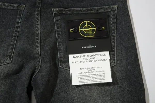 Stone Island Tank Shield Ghost Piece Black Distressed Slim Fit Jeans - 11