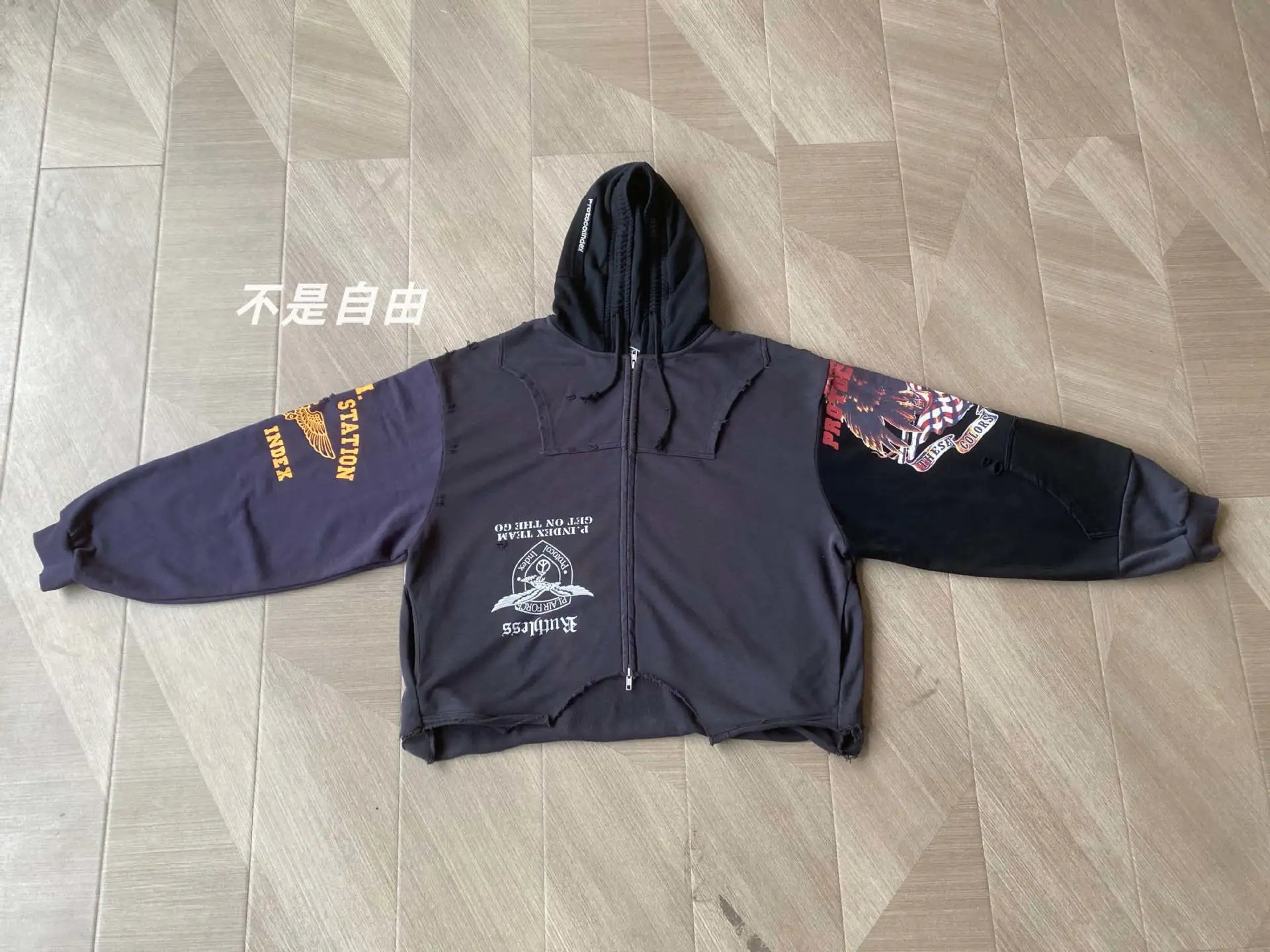 GRAILZ Reverse Splice Distressed Zip Hoodie photo 5
