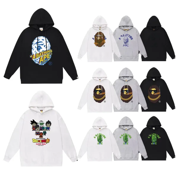 A Bathing Ape Classic Ape Head Graphic Hoodie Black - 3