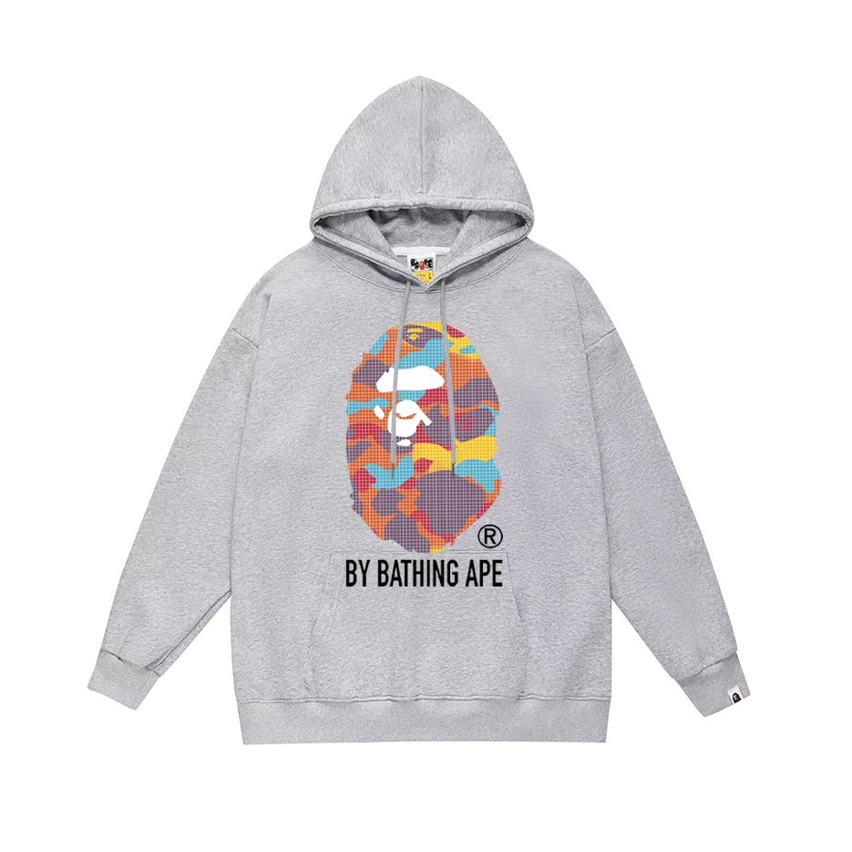 A Bathing Ape Pixel Camo Ape Head Hoodie Gray - 1