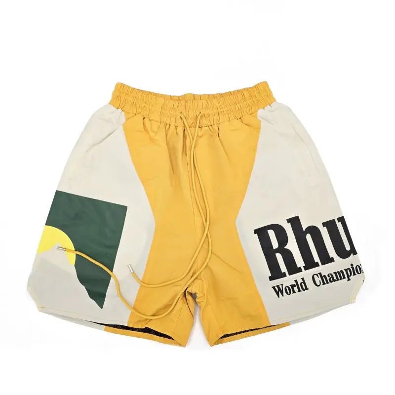 Printed Drawstring Color Block Shorts photo 5