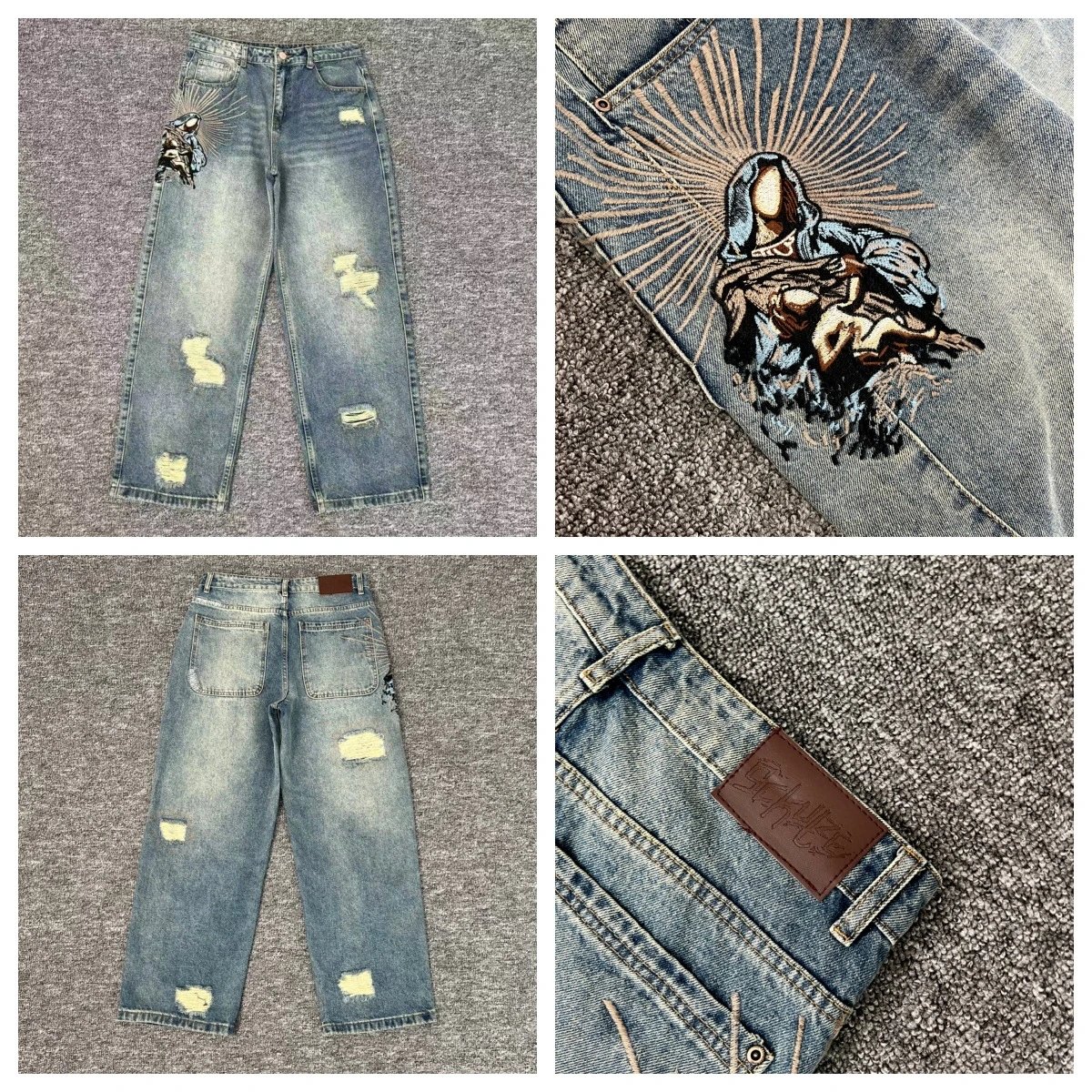 Schwarz Gallery Patchwork Distressed Jeans - 8