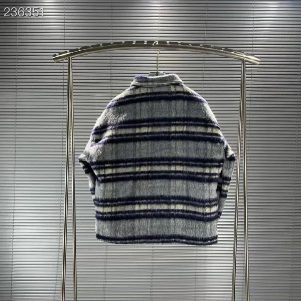 Stone Island Striped Fleece Shirt-Jacket Gray Navy Multicolor - 9