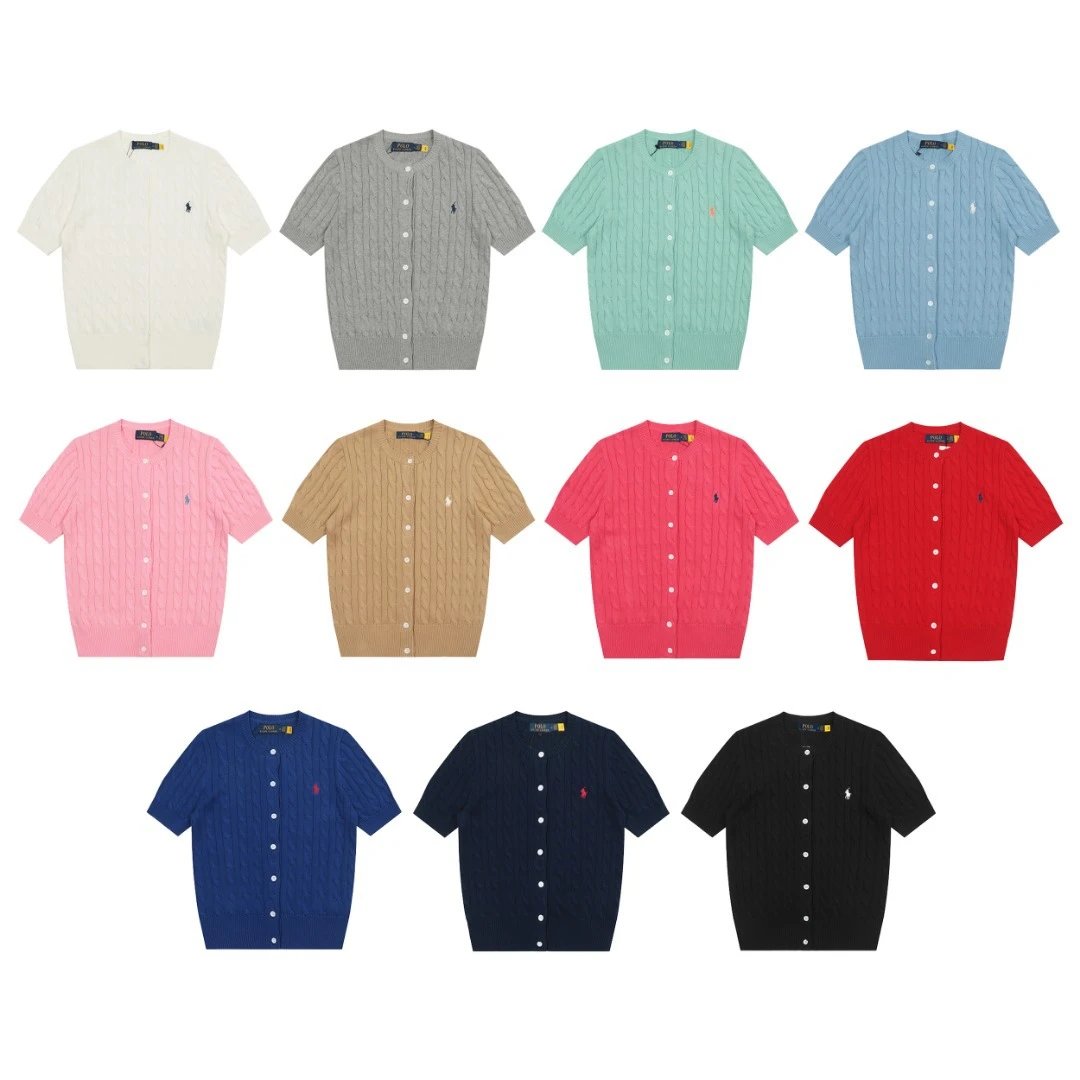 Ralph Lauren Polo Shirt Embroidered Cable Knit Cardigan