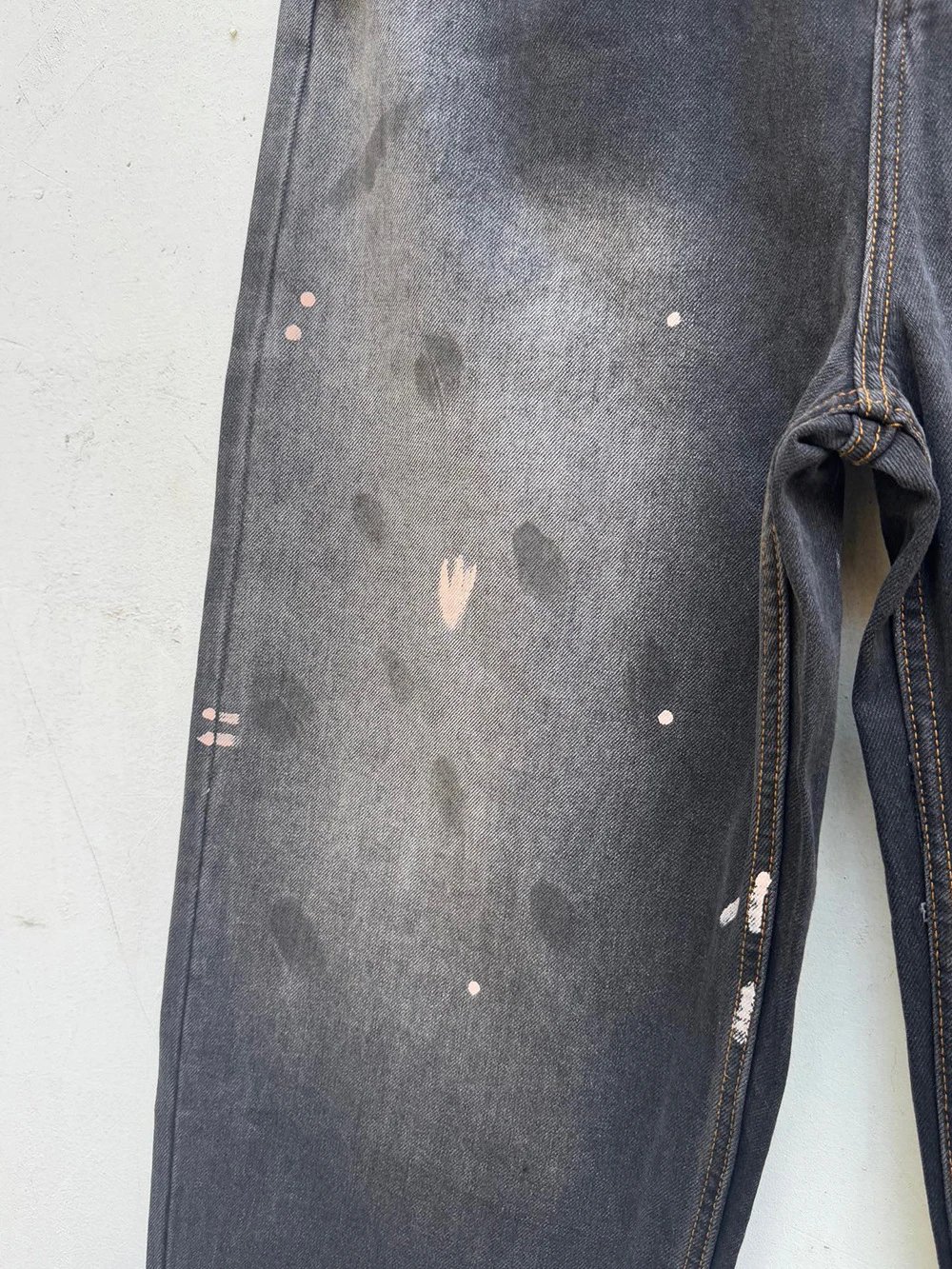Unisex Splatter Distressed Wide-Leg Jeans photo 7