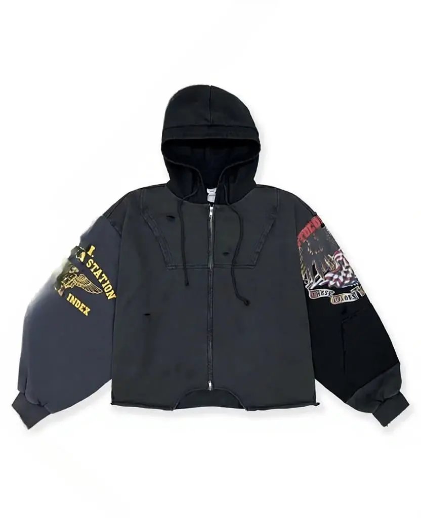 GRAILZ Reverse Splice Distressed Zip Hoodie photo 2