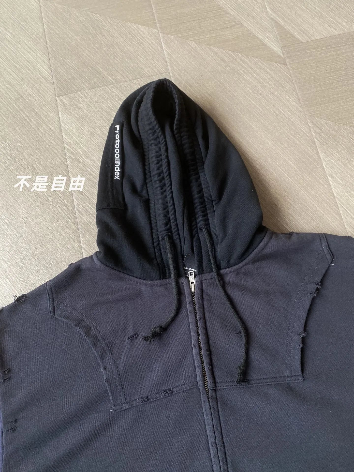 GRAILZ Reverse Splice Distressed Zip Hoodie photo 6