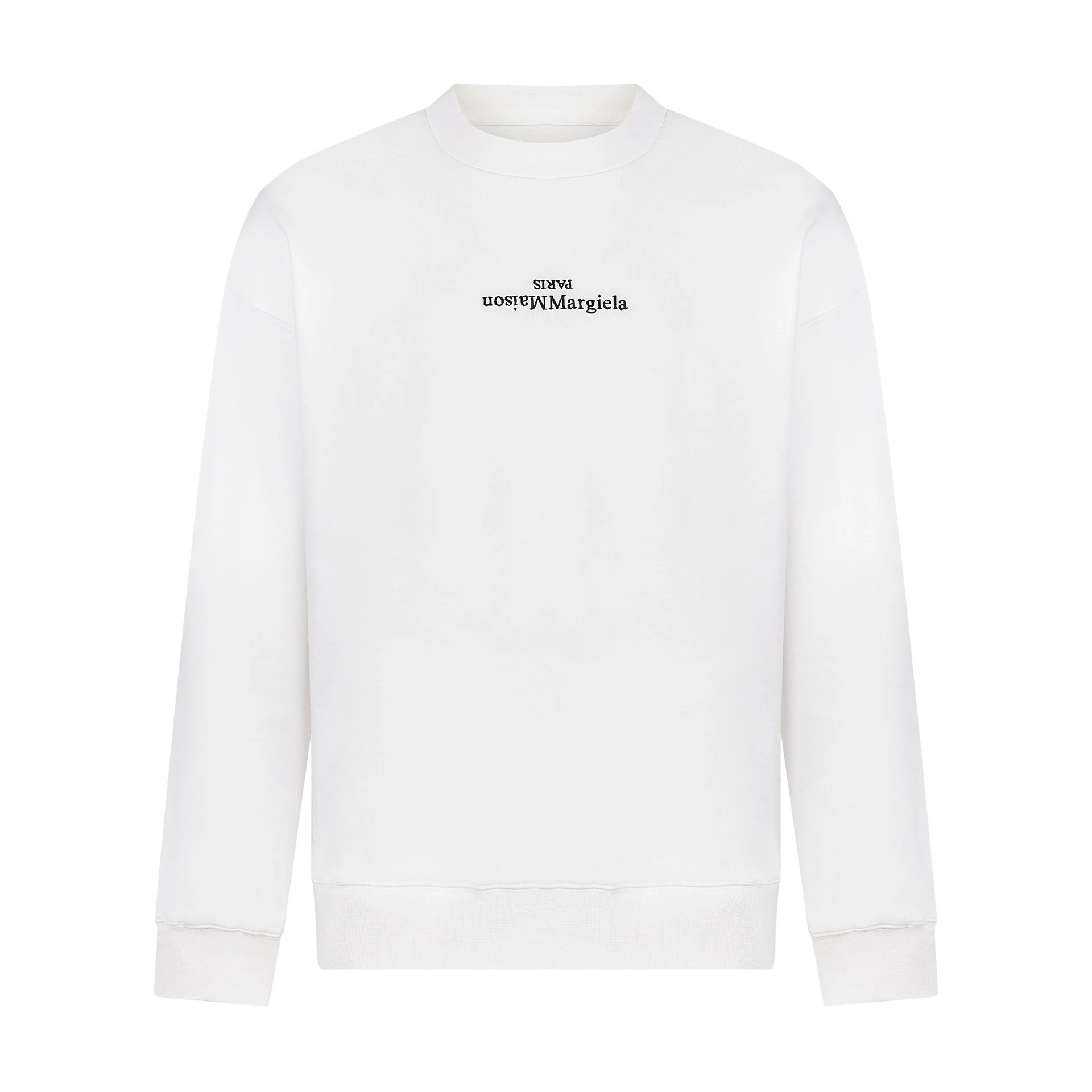 Crew Neck Reverse Logo Embroidered Cotton Hoodie photo 7