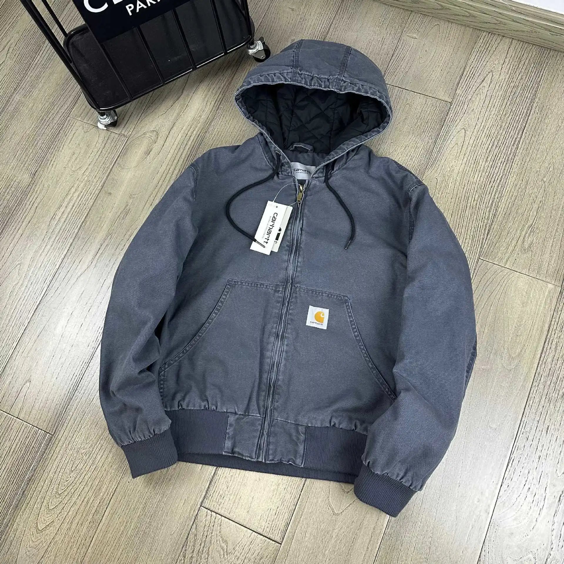 140 Vintage Washed Canvas Hooded Cargo Jacket photo 3