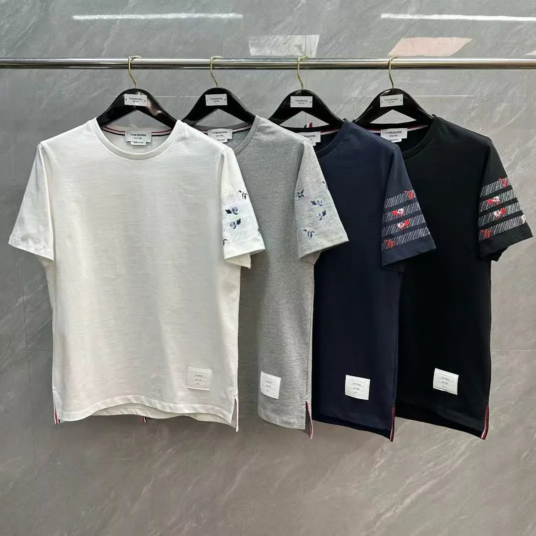 Rose Embroidered Stripes T-Shirt