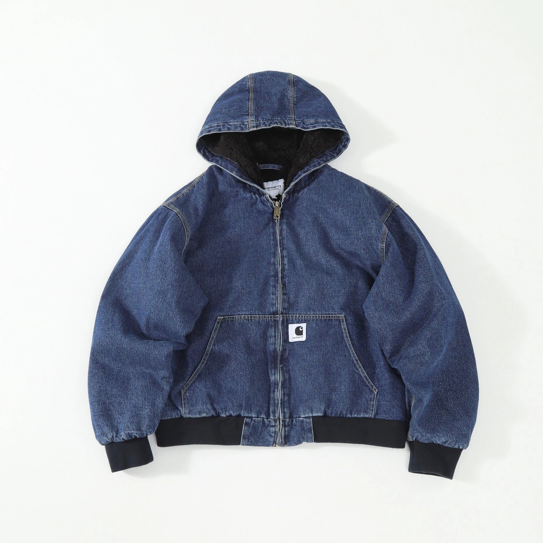 Washed Denim Work Jacket Fleece Lined photo 2