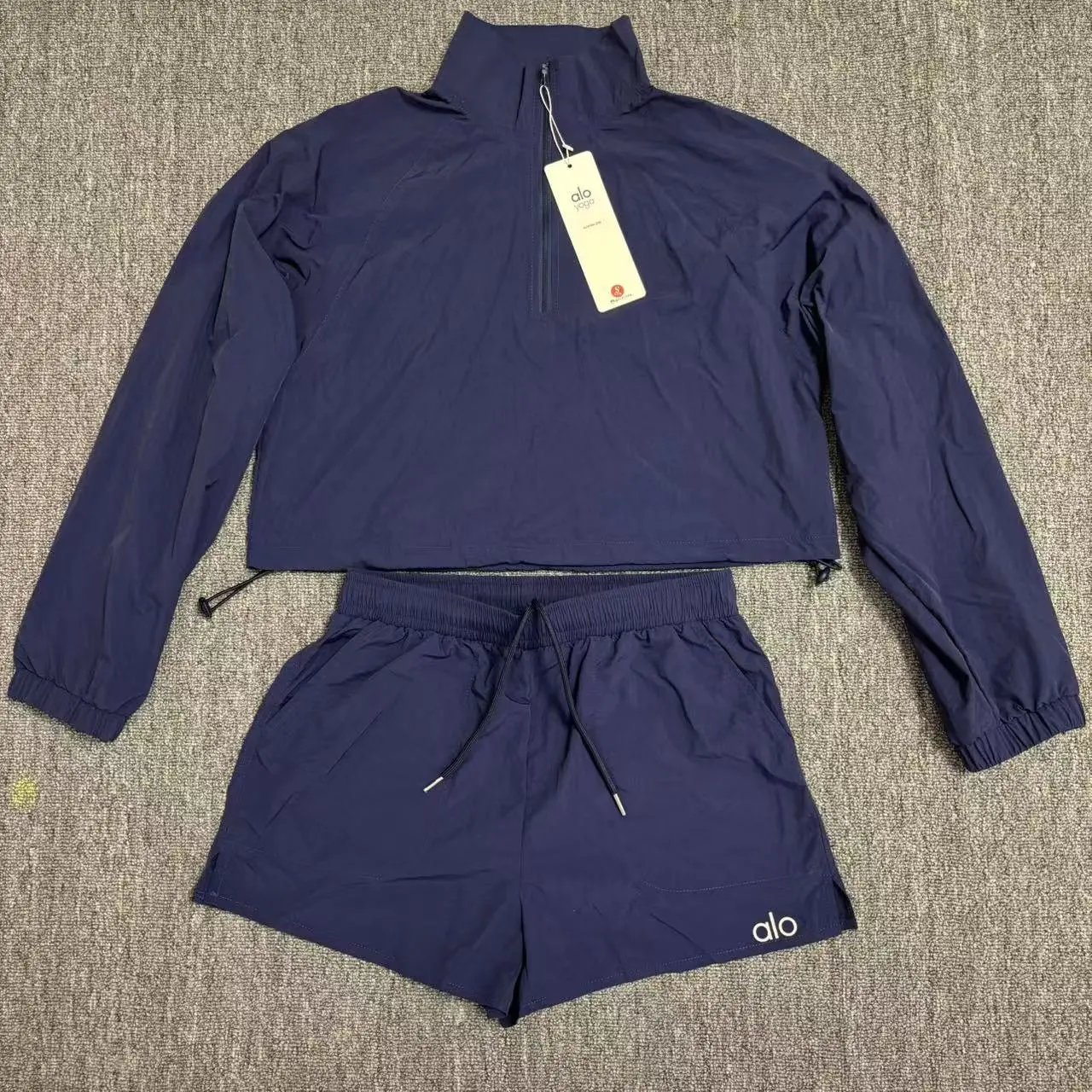 1/4 Zip Crop Athletic Top and Shorts Set photo 7