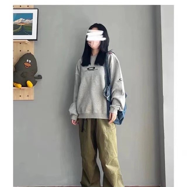 Embroidered Fleece Crew Neck Hoodie photo 5