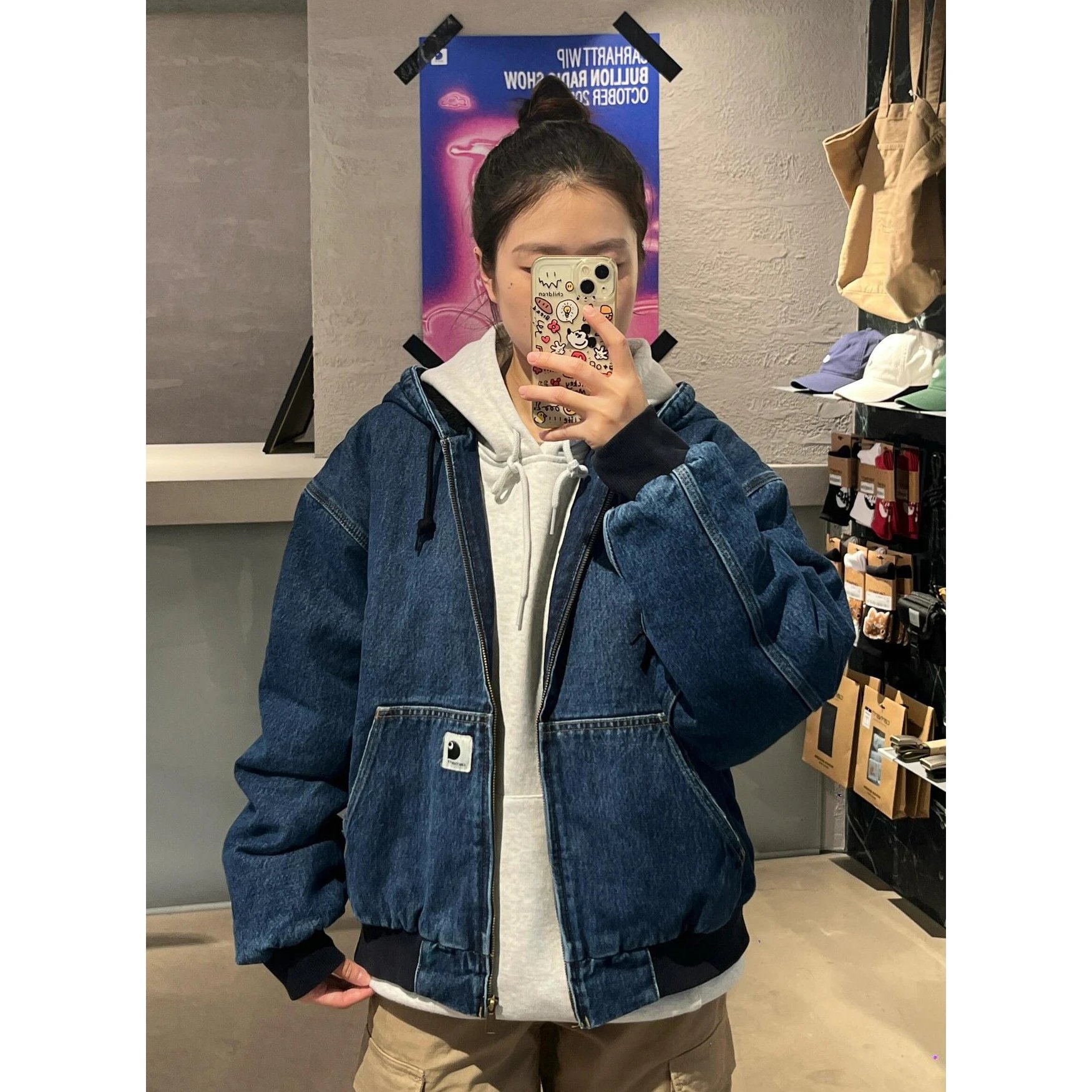 Washed Denim Work Jacket Fleece Lined photo 6