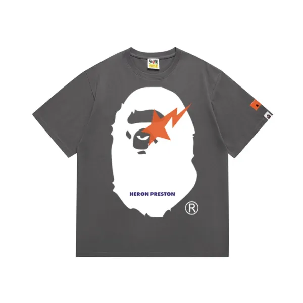 A Bathing Ape x Heron Preston Graphic Tee Gray T-Shirt - 1