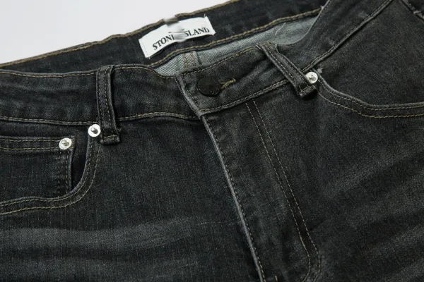 Stone Island Tank Shield Ghost Piece Black Distressed Slim Fit Jeans - 10