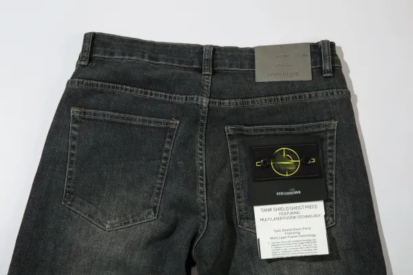 Stone Island Tank Shield Ghost Piece Black Distressed Slim Fit Jeans - 8