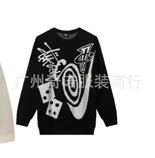 Design Graphic Knit Sweater Black - 1