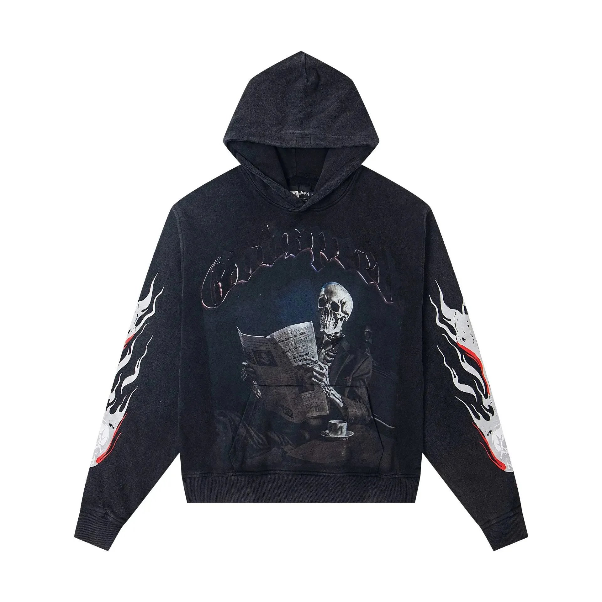 Direct Print Washed Distressed Zip Hoodie photo 8
