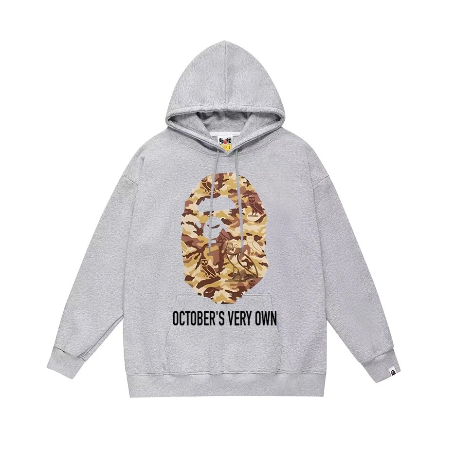 A Bathing Ape x October’s Very Own Camo Ape Head Hoodie Gray - 1