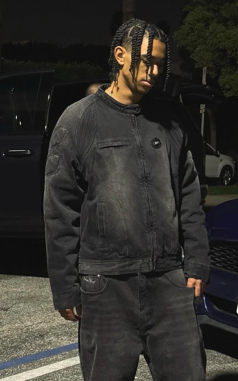 Broken Embroidered Denim Jacket and Pants Set photo 7
