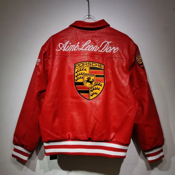 Design Porsche Leather Racing Jacket Green with Yellow Embroidery Leather Jacket - 27