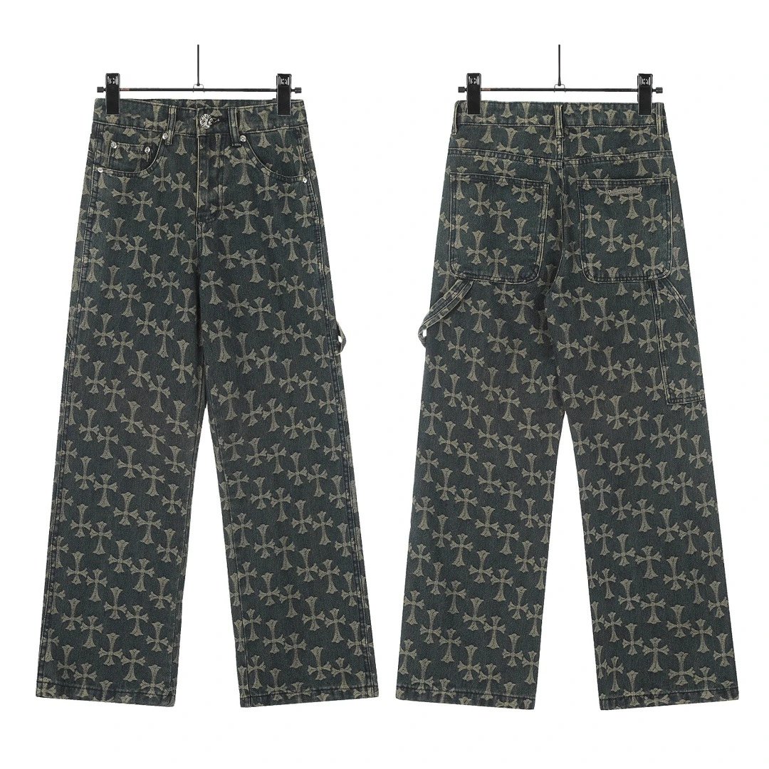 Chrome Hearts x Denim Cross Motif Wide-Leg Jeans - 1