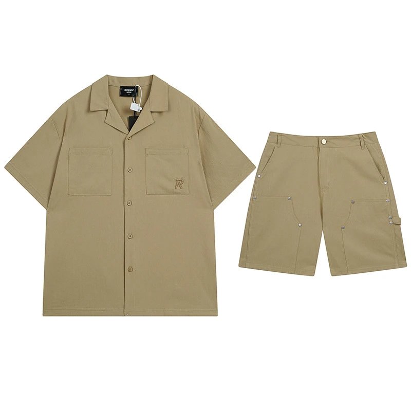 Allover Letter Logo Shirt Unisex Casual Outfit Set photo 4