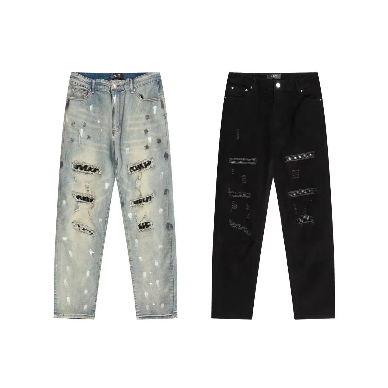 Distressed Jeans with Paint Splatter photo 5