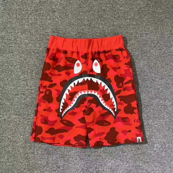 A Bathing Ape Shark Camo Red Shorts - 1
