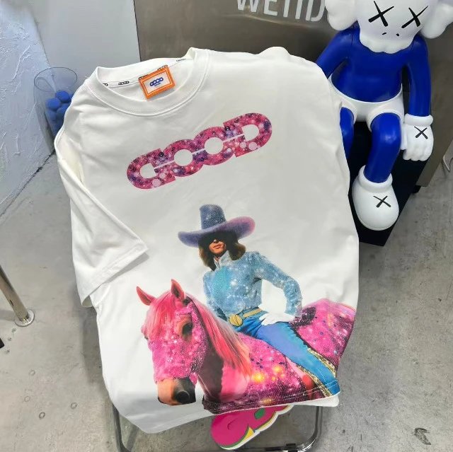 Colorful Rhinestone Letter Logo T-Shirt photo 6